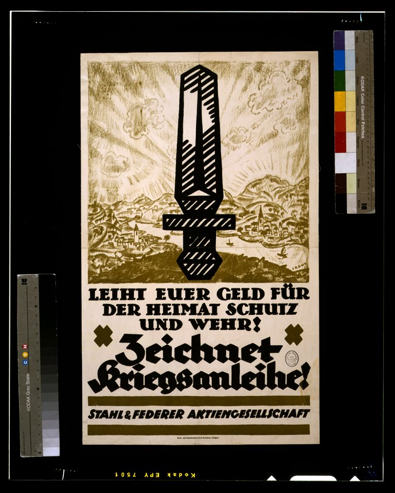Leiht euer Geld für der Heimat Schutz und Wehr! Zeichnet Kriegsanleihe! - Frank. LCCN2004665880. Free illustration for personal and commercial use.