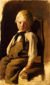 Wilhelm Leibl - Bauernjunge auf einem Stuhl sitzend