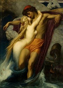 Frederic Leighton - The Fisherman and the Syren. Free illustration for personal and commercial use.