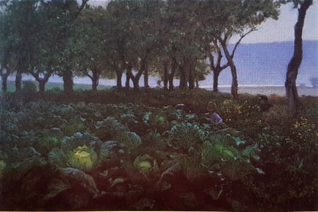 Lekande barn i kålfält x August Malmström