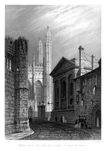 LeKeux - Cambridge, c1840 - Trinity Hall 01, Entrance to Second Court - memorialsofcambr01wriguoft 0262
