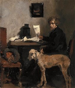 Wilhelm Leibl - Porträt des Malers Johann Ernst Sattler mit Dogge