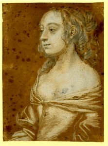 Portrait of a lady in chalk and oil by Sir Peter Lely