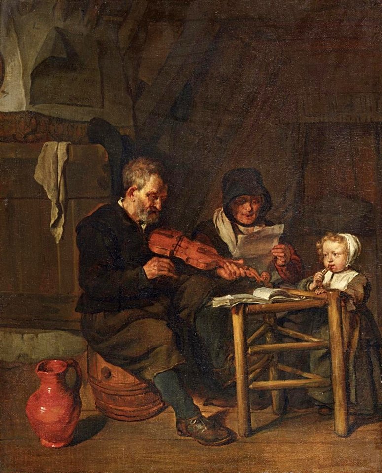 Lempertz-1049-1080-Old-Masters-Gabriel-Metsu-As-the-Old-Sang-So-the-Y