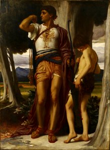 Frederic Leighton - Jonathan token to David - c.1868. Free illustration for personal and commercial use.