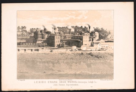 Lehigh Crane Iron Works, Catasauqua, Lehigh Co. John Thomas, Superintendent - L. Crepon lith. ; P.S. Duval & Son's Lith. Phil. LCCN2014648353