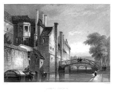 LeKeux - Cambridge, c1840 - Queens 03, Mathematical Bridge - memorialsofcambr01wriguoft 0406