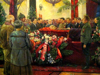 Lenin's funerals by I.Brodsky (1925) detail 01. Free illustration for personal and commercial use.