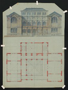 Lenox Library, New York, New York. Façade elevation and plan LCCN2016652299. Free illustration for personal and commercial use.