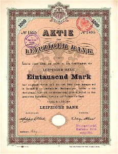 Leipziger Bank 1000 Mk 1890