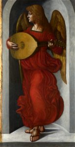 Leonardesco, forse ambrogio de predis, angelo di dx della vergine delle rocce di londra. Free illustration for personal and commercial use.