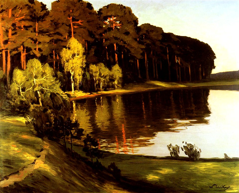 Leistikow, Walter - Riverscene with Forest Beyond