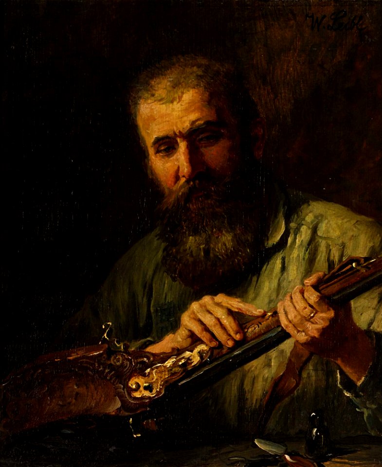 Wilhelm Leibl - Bärtiger Mann mit Gewehr
