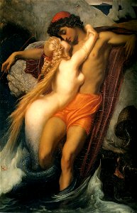 Leighton-The Fisherman and the Syren-c. 1856-1858. Free illustration for personal and commercial use.