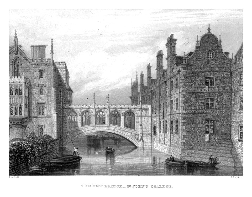 LeKeux - Cambridge, c1840 - St John's 03, Bridge of Sighs - memorialsofcambr01wriguoft 0190