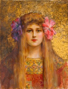 Leon francois comerre portrait de femme au turban fleuri 120622)