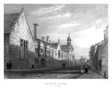 LeKeux - Cambridge, c1840 - Pembroke 01, from the Street - memorialsofcambr01wriguoft 0334