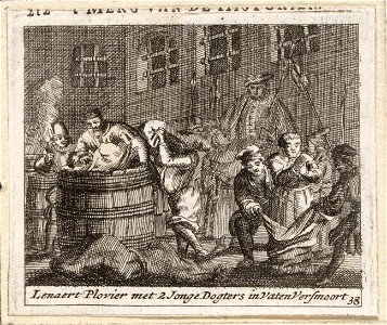 Lenaert Plovier met 2 jonge dogters in vaten versmoort, objectnr A 41997
