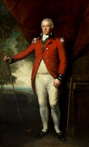 Lemuel Francis Abbott - Portrait of Henry Callender standing full-length in a landscape in the attire of Captain General of the Blackheath Golf Club. Free illustration for personal and commercial use.