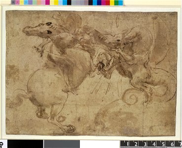 Leonardo da Vinci - 1952,1011.2, A horseman fighting a dragon