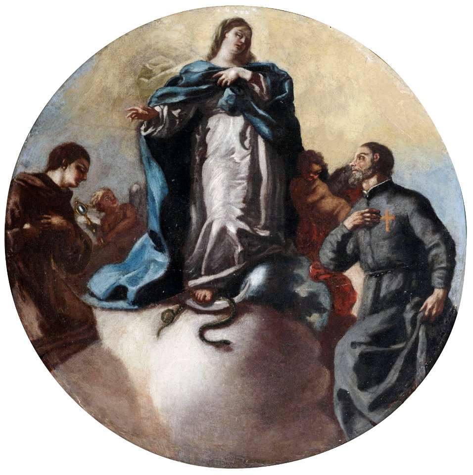 Leonardo Antonio Olivieri (attr) Immaculata with St Anthony and St Camillo of Lellis