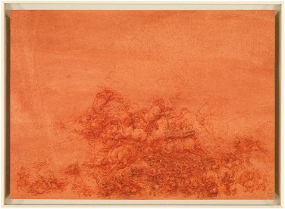 Leonardo da Vinci - RCIN 912332, A battle scene with men, horses and elephants c.1517-18
