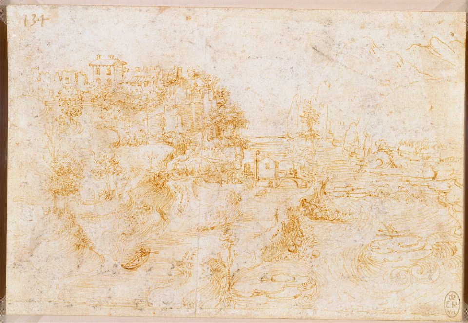 Leonardo da Vinci - RCIN 912399, A view of the Adda river valley c.1511-13