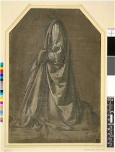 Leonardo da Vinci - 1895,0915.489, A study of drapery for a kneeling woman. Free illustration for personal and commercial use.