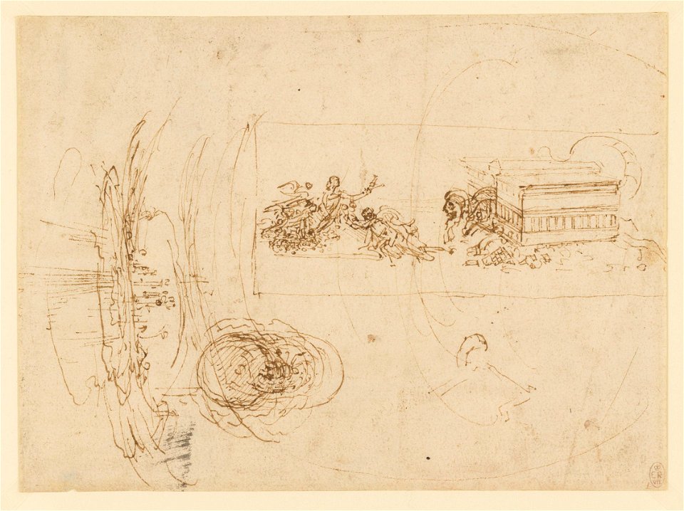 Leonardo da Vinci - RCIN 912497, An architectural allegory, and designs for a stage set c.1495