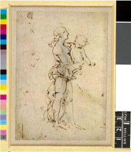 Leonardo da Vinci - 1913,0617.2, A woman carrying a child, standing in profile to right