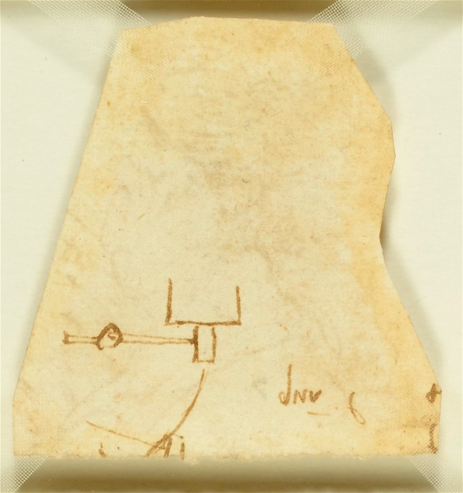 Leonardo da Vinci - RCIN 912459, Verso A slight sketch of machinery c.1503-5