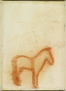 Leonardo da Vinci - RCIN 912319, v, A horse in left profile, with measurements c.1490. Free illustration for personal and commercial use.