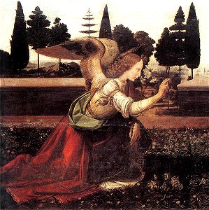 Leonardo da Vinci - Annunciazione - c. 1472 – 1475 left