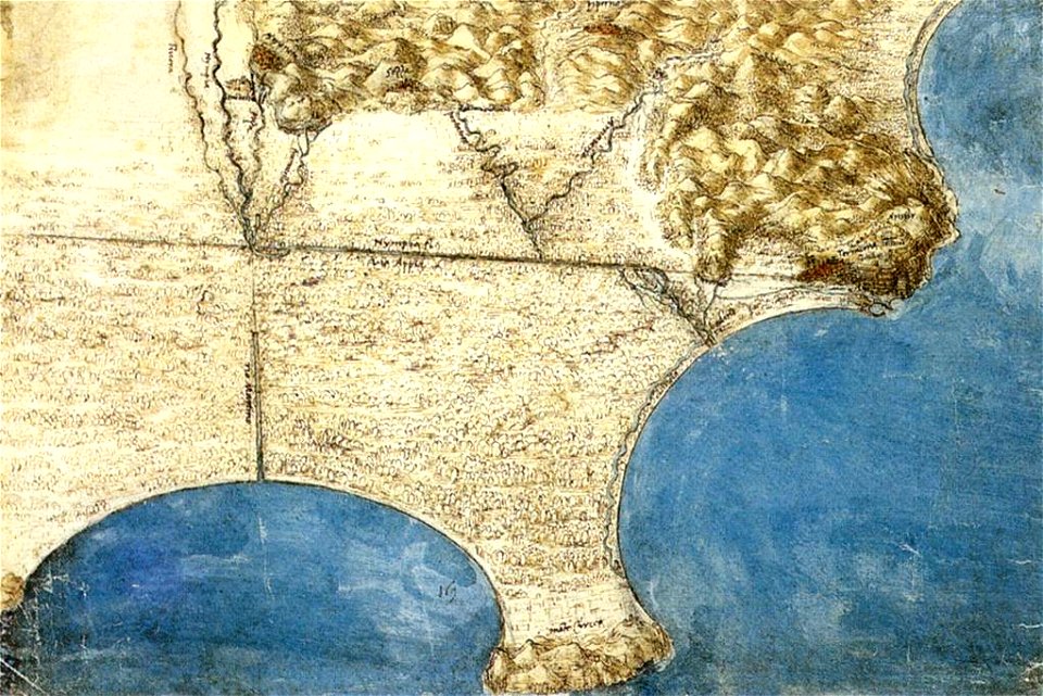 Leonardo da Vinci - Bird's-eye-view of sea coast - WGA12871