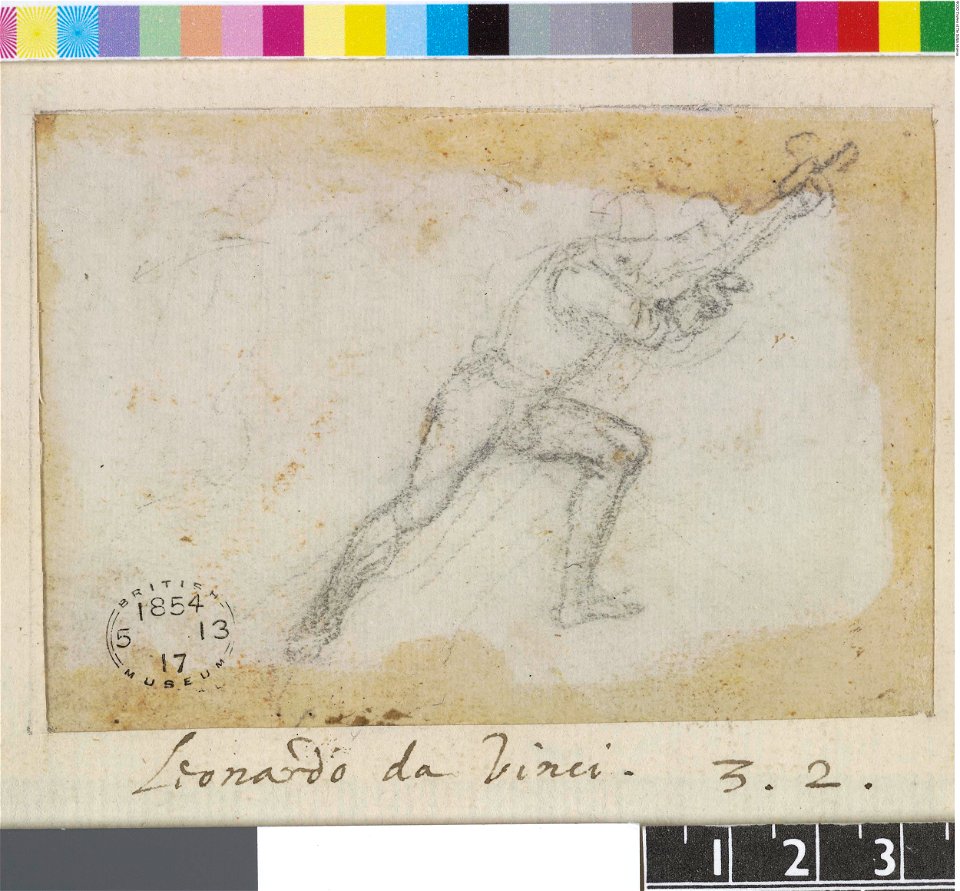 Leonardo da Vinci - 1854,0513.17, Verso A man lunging, with right leg extended
