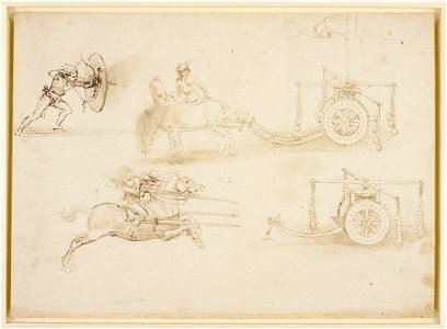 Leonardo da Vinci - RCIN 912653, Designs for chariots and weapons c.1485