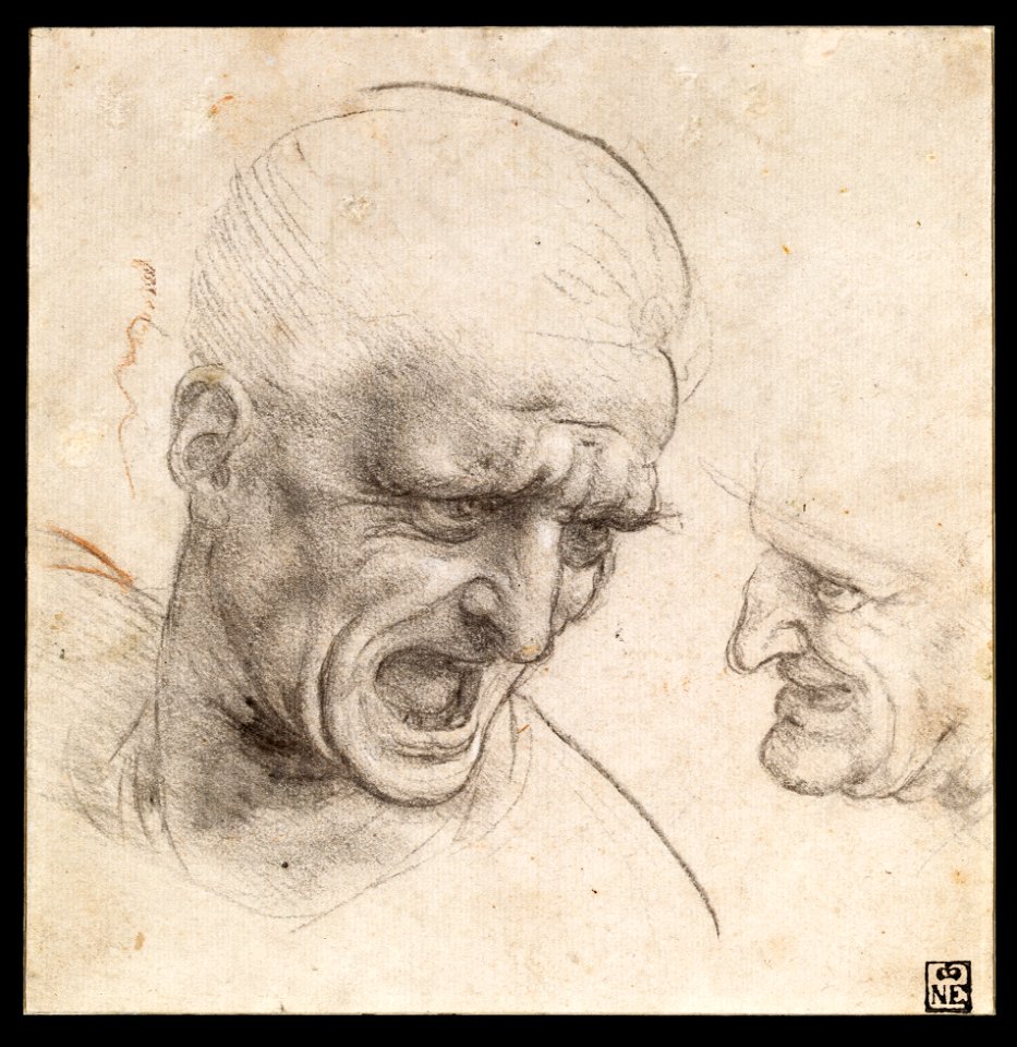 Leonardo da Vinci - Study of Two Warriors' Heads for the Battle of Anghiari - Google Art Project