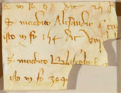 Leonardo da Vinci - RCIN 912476, Verso A fragment of a page from a ledger from Milan Cathedral c.1488-90