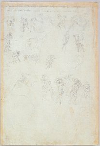Leonardo da Vinci - RCIN 912646, Verso Studies of figures in action c.1506-8