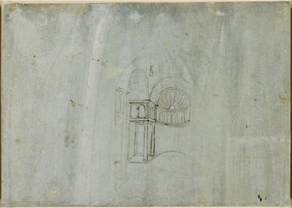 Leonardo da Vinci - RCIN 912609, Verso A perspective view of the apse of a church c.1485-90