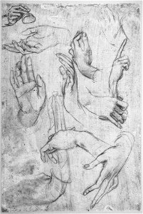Leonardo da Vinci - RCIN 912616, Studies of hands c.1480