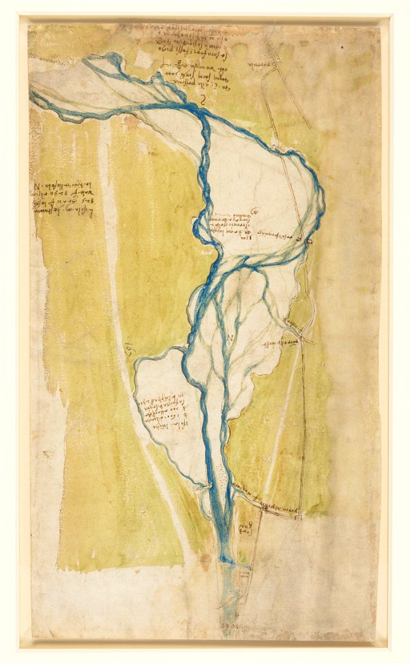 Leonardo da Vinci - RCIN 912678, A map of the Arno west of Florence 1504