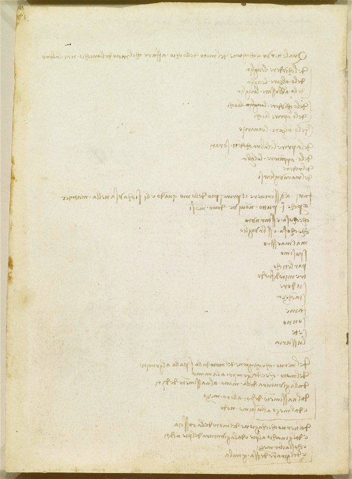 Leonardo da Vinci - RCIN 919059, Verso Notes on topics to be investigated 1489