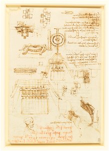 Leonardo da Vinci - RCIN 912349, Recto Studies for casting apparatus, and miscellaneous notes