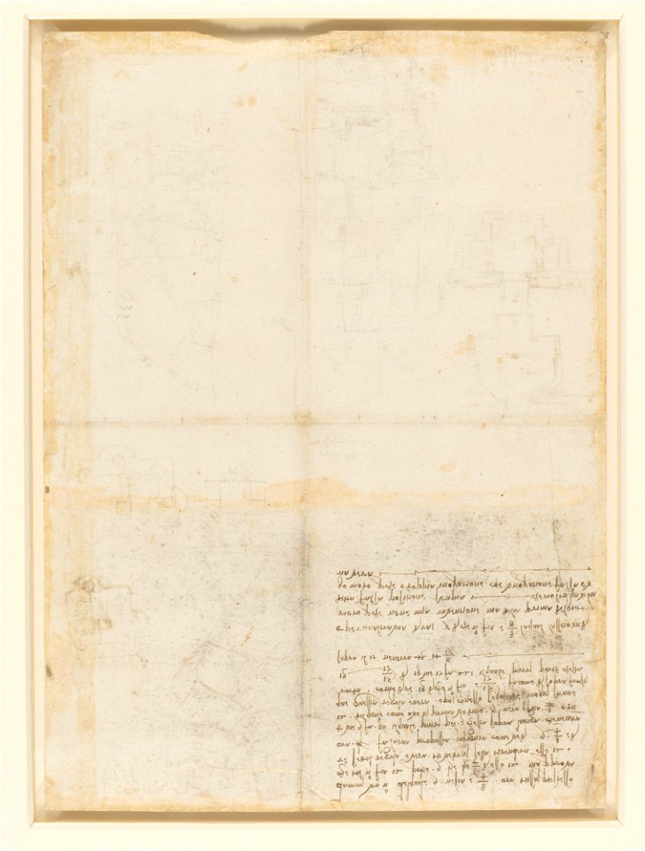 Leonardo da Vinci - RCIN 912686, Verso Notes on mathematics 1502