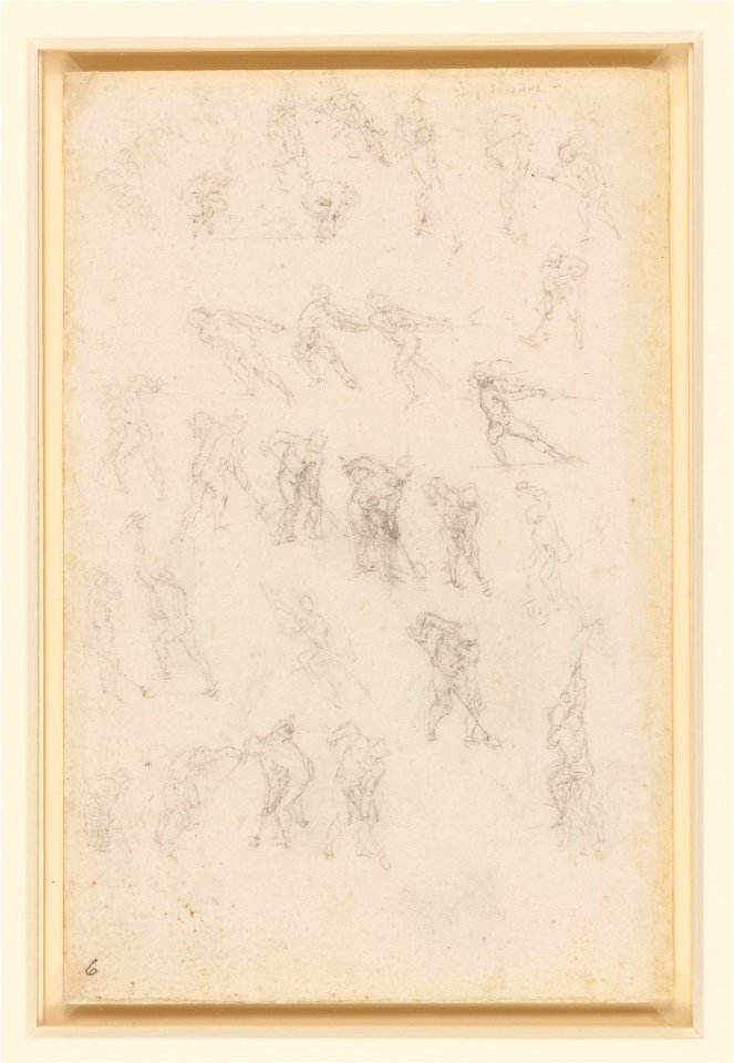 Leonardo da Vinci - RCIN 912644, Verso Studies of men in action c.1508