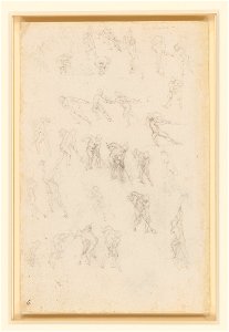 Leonardo da Vinci - RCIN 912644, Verso Studies of men in action c.1508
