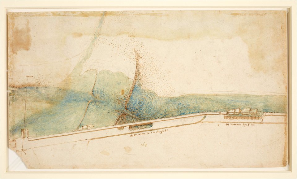 Leonardo da Vinci - RCIN 912680, A weir on the Arno east of Florence 1504