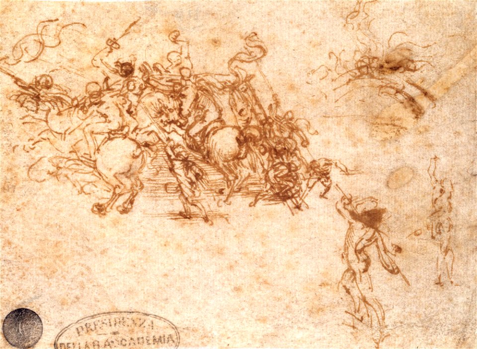 Leonardo da Vinci - mischia tra cavalieri e pedoni (216)