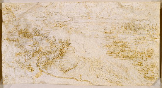 Leonardo da Vinci - RCIN 912398, A view of the Adda river valley c.1511-13
